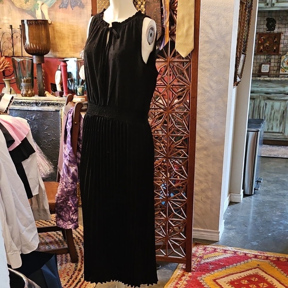 New W Tag PRETTYGARDEN Black Pleated Skirt Midi Dress Size XL